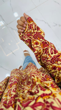 Mustard Yellow Floral  Peplum Top
